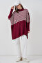 1222 Slit Poncho Sweater - H. Burgundy - 2