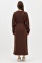 V-Neck Long Sweatshirt Brown