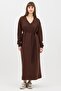 V-Neck Long Sweatshirt Brown - 6
