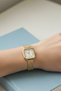 Minimalist Stylish Gold Cornered Case Wicker Cord Women's Wristwatch Gold Color - 4