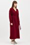 V-Neck Long Sweatshirt Burgundy - 4