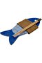 طقم تقديم السوشي من السيراميك على شكل سمكة من banddtools، مخطط باللونين الأزرق والأبيض، 29×12 سم مع خيزران 24 سم - 3