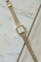 Minimalist Stylish Gold Cornered Case Wicker Cord Women's Wristwatch Gold Color - 7