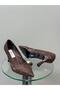 Brown Crocodile Women's Heeled Shoes - 7