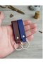 2 Pcs Real Leather Keychain Burgundy and Navy Blue Genuine Leather Keychain Gift Keyring - 2
