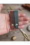 2 Pcs Genuine Leather Keychain Taba and Khaki Real Leather Keyring Gift Keychain - 2