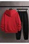 Minimalist Feather Printed Hoodie Set - 2