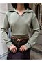 Women's Green Polo Neck Modal Textured Soft Blouse - 6