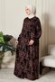 Shirred Robadan Buttoned Front Viscose Fabric Tesseture Clothing Mother Dress Prayer Dress - 4