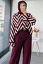 High Waist Pleated Detailed Flowy Palazzo Pants - Burgundy