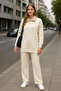Fur Zippered Polo Neck Knitwear Set