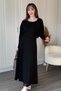 Modal Fabric Boat Neck Double Black Dress Set - 7