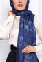 Navy Blue Patterned Soft Digital Shawl - 4