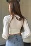 V Neck Draped White Bodysuit - 2