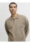 Men's Beige Jprblabradfort Knit Polo Sweater & Cardigan 12285374-Brindle - 3
