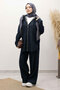 Zippered Hooded Denim Suit Tsd250250 Dark Blue