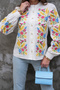 Button and Lace Detailed Fully Embroidered Judge Collar Shirt - 4