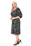 Women's Black Floral Pattern Three Quarter Sleeve Plus Size Stretchy Winter Dress - 2