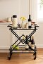 FFD 2-Tier Glass Bar Cart with Lockable Wheels, Metal Frame, 1.3cm 80x40x90cm Black - 4