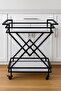 FFD 2-Tier Glass Bar Cart with Lockable Wheels, Metal Frame, 1.3cm 80x40x90cm Black - 5