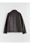 Vizyon New Season Standard Fit Shirt Collar Men's Leather-Look Coat - 8