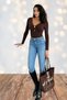 Women's V-Neck Gold Detailed Long Sleeve Blouse – Black, Coffee, White, Burgundy 10136 - 5