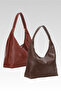 Women's 2-Piece Bag Pack Casual Soft Textured Large Size Arm Shoulder and Tote Bag