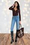 Women's V-Neck Gold Detailed Long Sleeve Blouse – Black, Coffee, White, Burgundy 10136 - 6