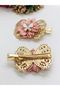 Very Stylish Gold Color Ribbon Detailed Metal Butterfly Model Hair Clip 7 cm - 3