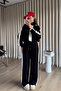 Black and White Striped Detail Zippered Oversized Modal Tracksuit Set - 5