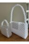 Mother Daughter Matching White Beaded Handbag - 5