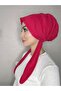 Red Four-Season Wearable Plain Cotton Shawl Scarf - 3