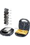 7-in-1 Sandwich, Grill & Waffle Maker - 750W, Non-Stick, Black - 4