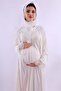 Cotton Maternity Set with Hijab and Breastfeeding Features, 5 Pieces Effortt - Ecru Color - 3
