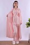 Cotton Piece Maternity and Breastfeeding Pajama Set with Dressing Gown Effortt - Pink - 4