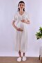 Cotton Maternity Set with Hijab and Breastfeeding Features, 5 Pieces Effortt - Ecru Color - 6