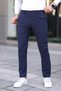 Men's Navy Blue Slim Fit Transitional Linen Trousers Flexible Fabric Stylish Daily Use Casual Smart Model
