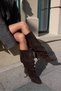 POLENZA Women's Brown Leather Suede XL Heeled Boots - 7