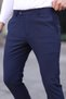 Men's Navy Blue Slim Fit Transitional Linen Trousers Flexible Fabric Stylish Daily Use Casual Smart Model - 2