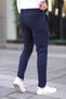 Men's Navy Blue Slim Fit Transitional Linen Trousers Flexible Fabric Stylish Daily Use Casual Smart Model - 4