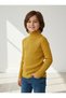 Unisex Children's Long Sleeve Full Turtleneck Corded Fabric Kaskorse Cotton Sweater Body Mustard