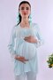 Maternity Pajama Set with Nursing Features and Robe Effortt - Turquoise - 8