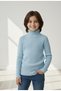 Unisex Children's Long Sleeve Full Turtleneck Corded Fabric Kaskorse Cotton Sweater Body Turquoise