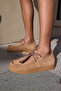 Lemario Women's Taba Genuine Suede Lace-Up Detail Loafer Shoes - 8