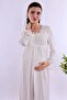 Effortt Ecru With Robe Maternity Postpartum Nightgown Set - 7