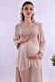Adjustable Waist Elastic Long Robe Maternity Pajama Set Effortt - Brown - 3