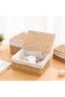 OneDcor Set of 3 Wicker Storage Baskets with Lids (Beige) - 2