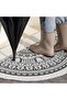 OneDcor Boho Half Round Welcome Door Mat 60x90 cm – Black Leaf - 3