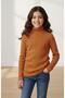 Unisex Children's Long Sleeve Full Turtleneck Corded Fabric Kaskorse Cotton Sweater Body Orange - 2