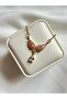 Gold & Silver Pink Zircon Stone Angel Wing Model Steel Necklace - 2